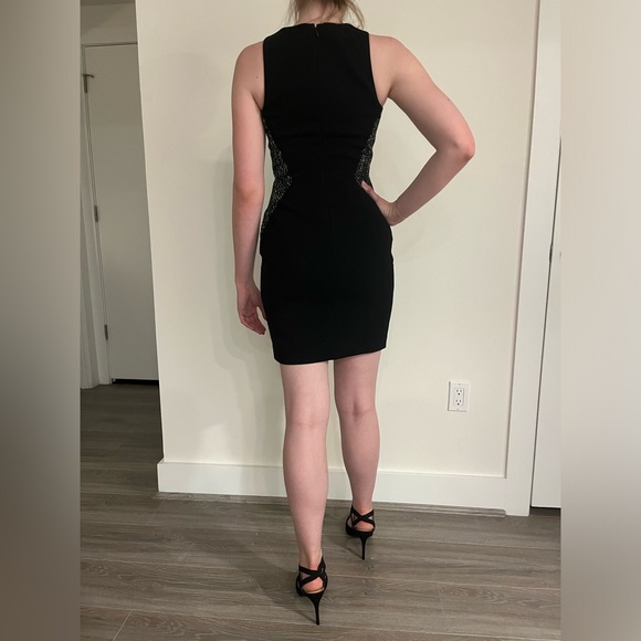 Banana Republic Work Black Dress with Grey Tweed Waist Accents - Picture 3 of 4